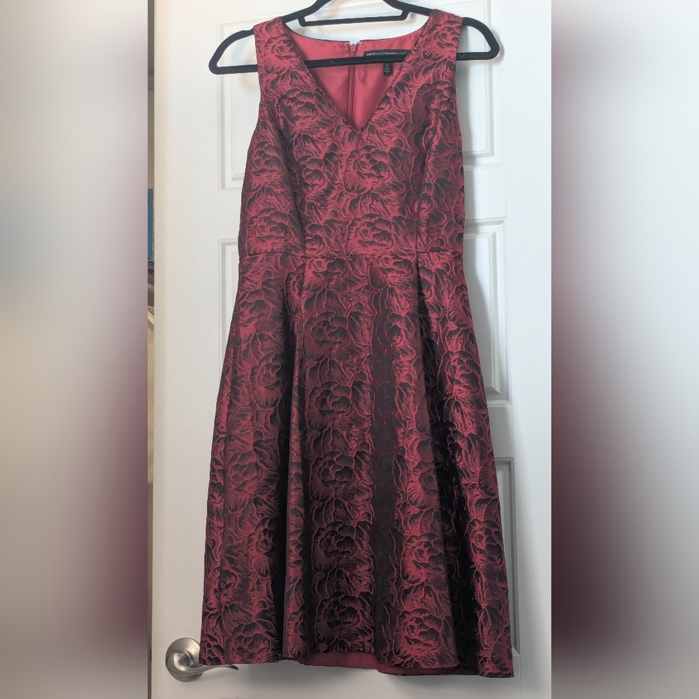 White House Black Market Red and Black Floral Dress